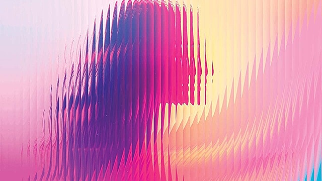 Abstract silhouette against colorful gradient background.