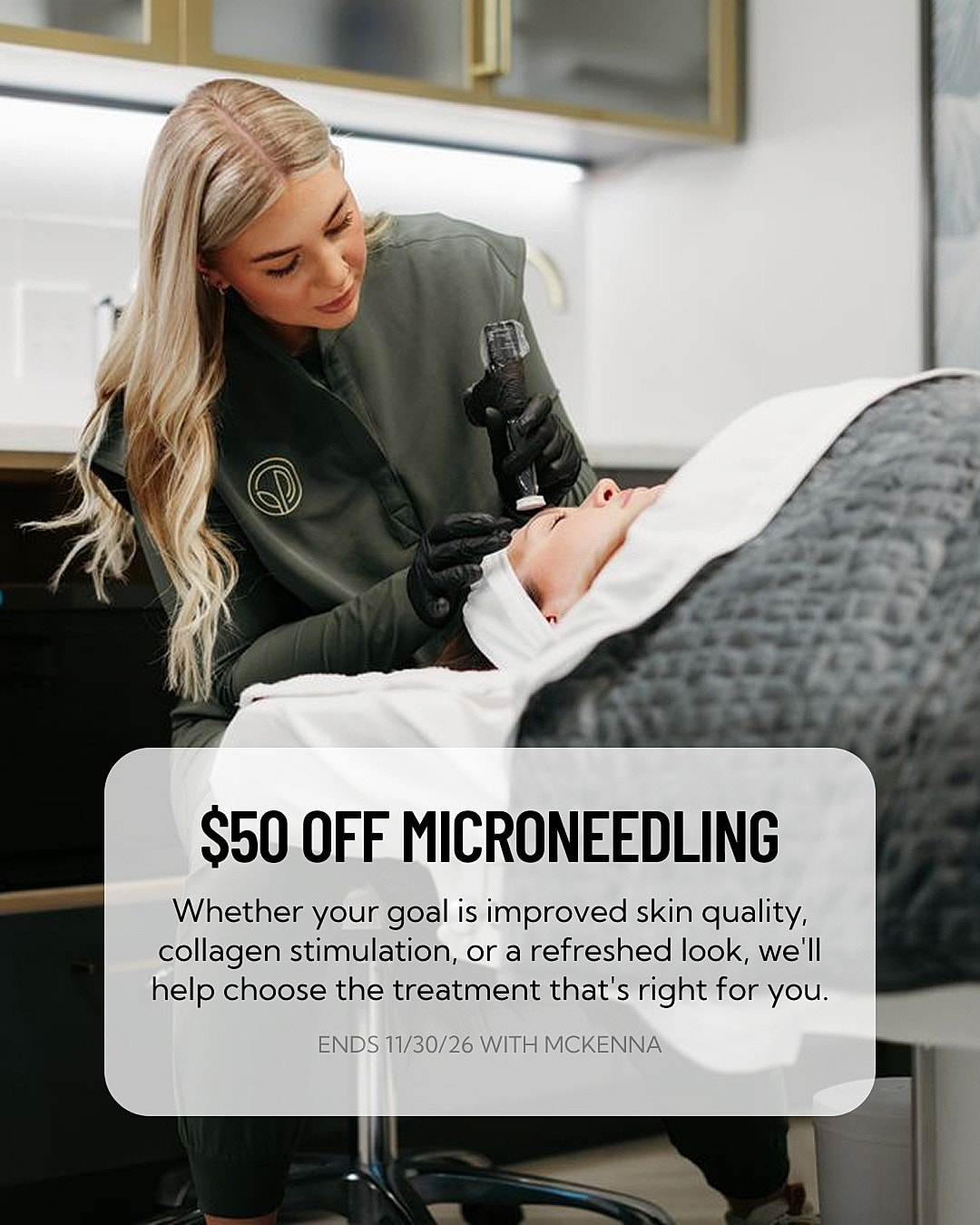 Microneedling treatment with promotional discount offer